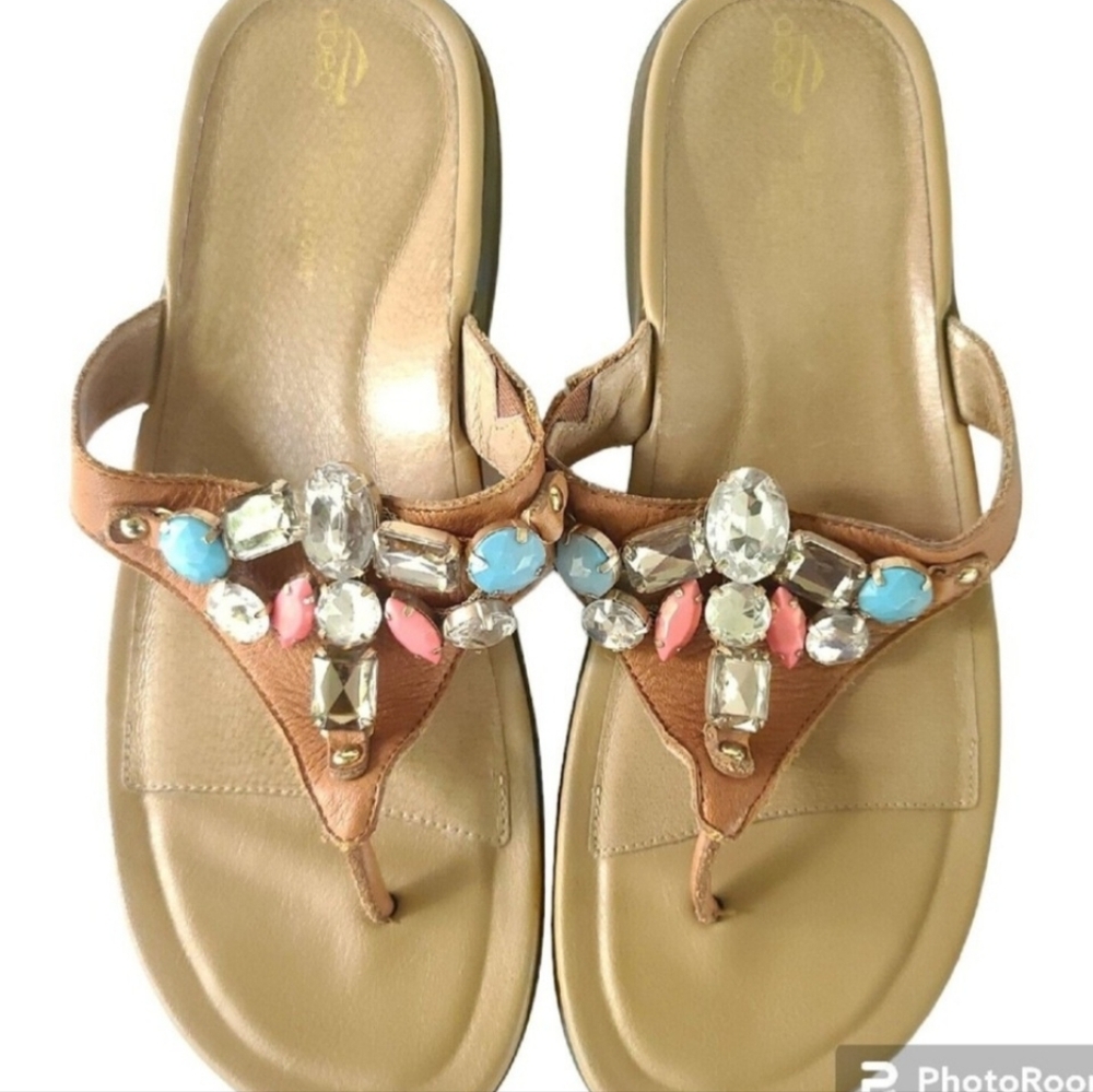Abeo By Kenneth Cole Embellished Tan Sandals
